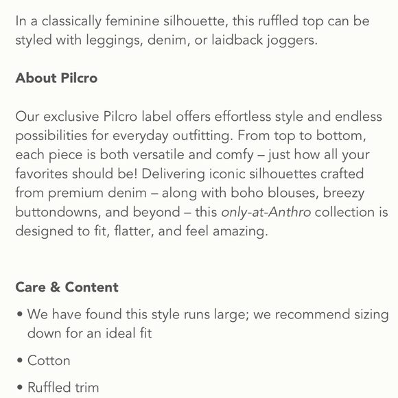 Anthropologie | PILCRO CHRISSY BABYDOLL TOP | Med. - Picture 8 of 8